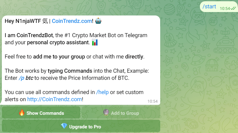 Start CoinTrendzBot on Telegram