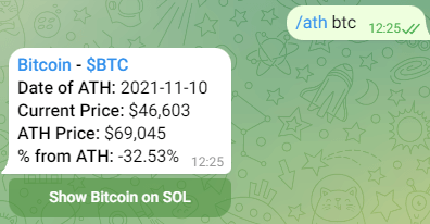 Crypto ATH Price Telegram Bot