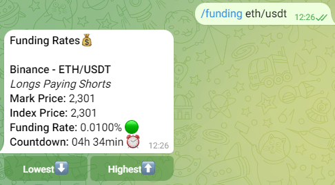 Crypto Funding Fees Telegram Bot