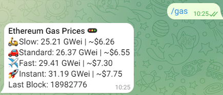 ETH Gas Fees Telegram Bot