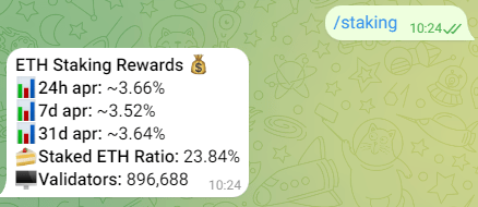 ETH Staking Rewards Telegram Bot