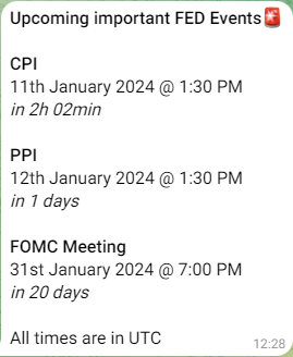 Telegram FED Calendar CPI FOMC