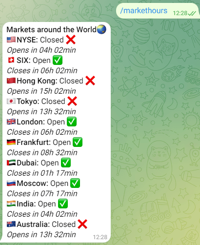 Stock Trading Hours Telegram Bot