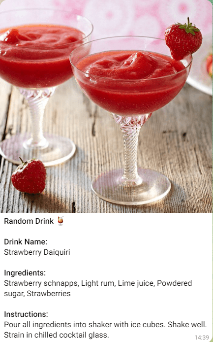 Telegram Cocktail Recipe Bot