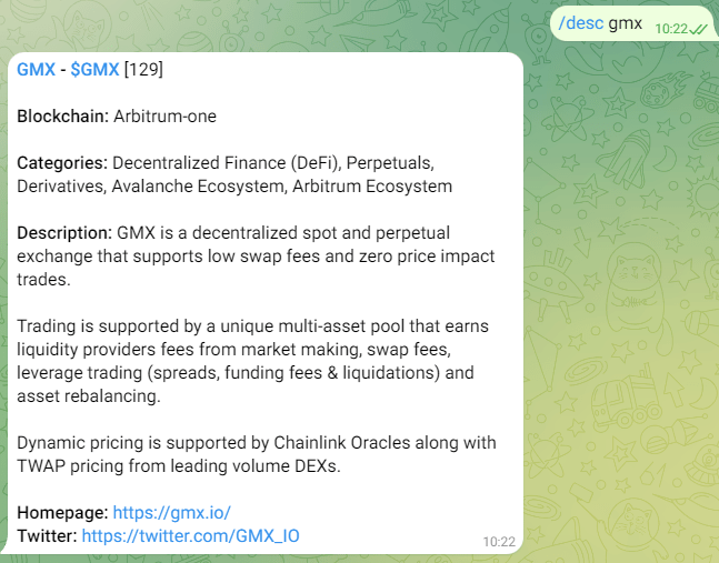 Crypto Fundamentals Telegram Bot