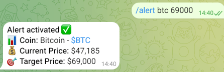 Crypto Price Alerts Telegram Bot