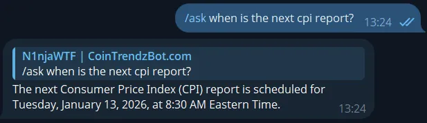 Telegram AI chatbot answering a question inside chat