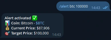 Telegram Live Crypto Price Alerts